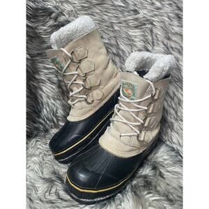 Rugged Exposure Rubber Sole with Tan Suede Upper Sherpa Lined‎ Women's Boot 8